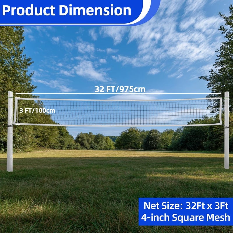 Rainflow Professional Heavy Duty Volleyball Net - Outdoor Volleyball Nets with Aircraft Steel Cable, 32x3ft Volley Ball Net for Backyard,Pool,Beach, Badminton/Pro Volleyballnets Set(Net Only) - Image 3